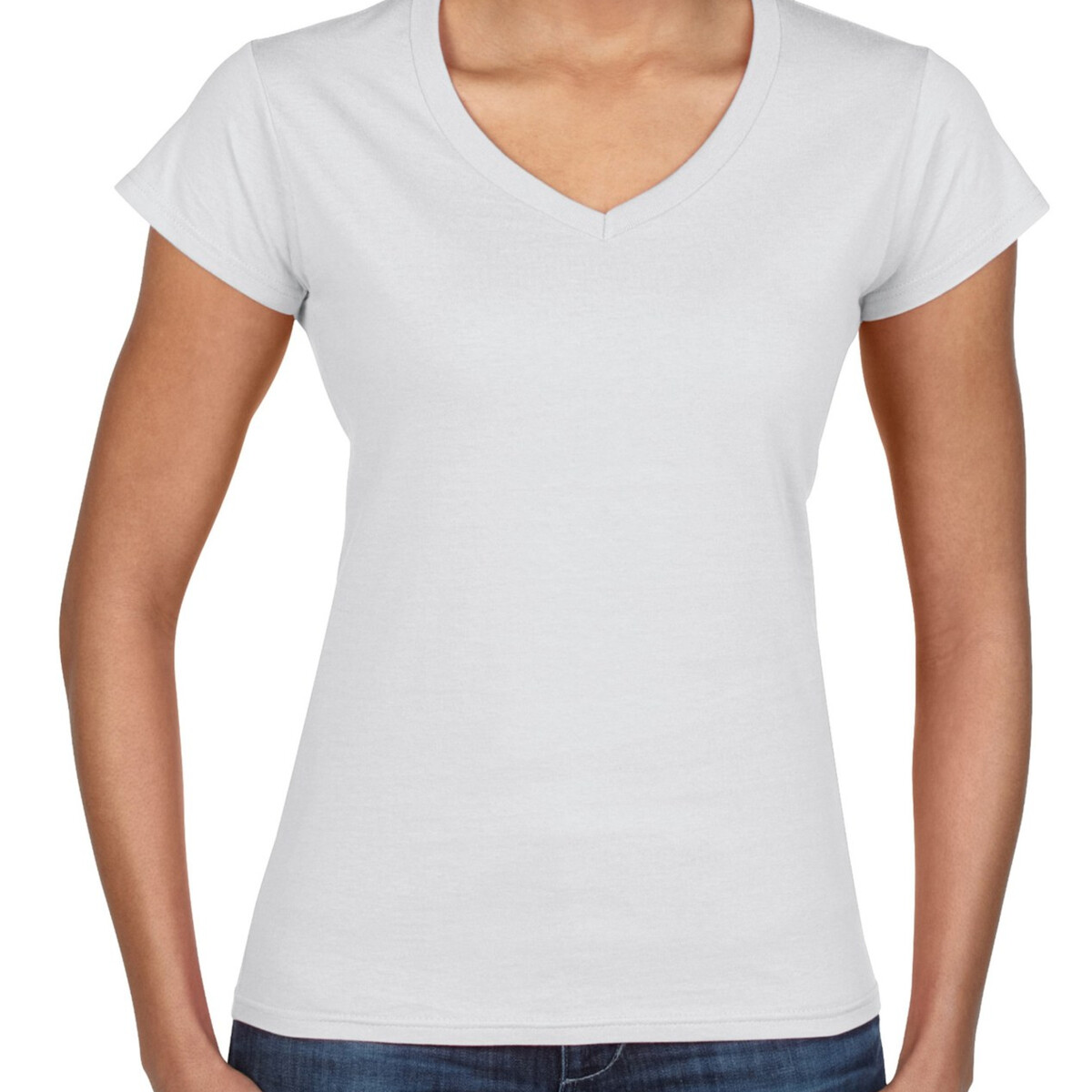Gildan Ladies' V Neck Front